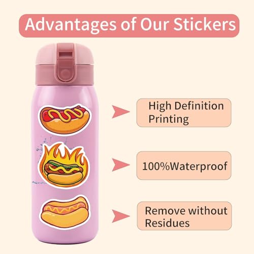 Hot Dogs Stickers voor tieners en volwassenen, 50 stuks, Hot Dogs, Vinyl Sticker Set, Auto, Motorfiets, Fiets, Skateboard, Snowboard, Bagage, Laptop, Koffer, Helm, Motorfiets, Computer 5