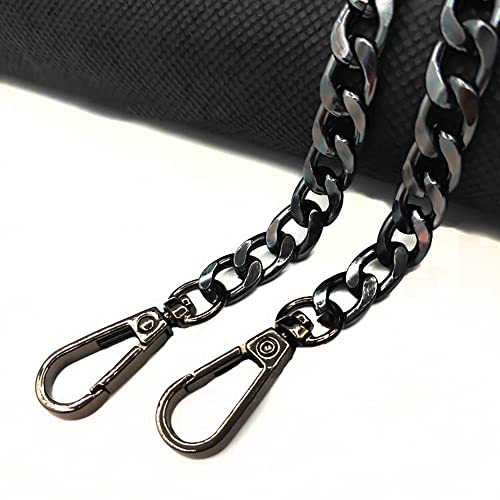 Zakketting, metalen ketting, schouderband, breedte 9.5 mm, DIY geweven zakband, metalen zakketting, aluminium ketting, voor handtassen, schoudertas, tas, zwart, 40 cm