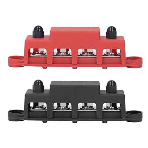 2 st Power Distributie Blok M8 Schroef 4 Terminal Terminal Terminal Block Bus Bar DC 48V 250A met messing Board voor autoboot