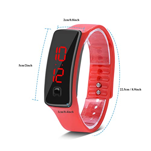Waterdichte LED Polshorloge, LED Watch Sport Siliconen Band Digital 12 uur Dial Electronic Display Horloge horloge, Smart Polsband Outdoor Sport Horloge sluiting voor kinderen vrouwen(rood)