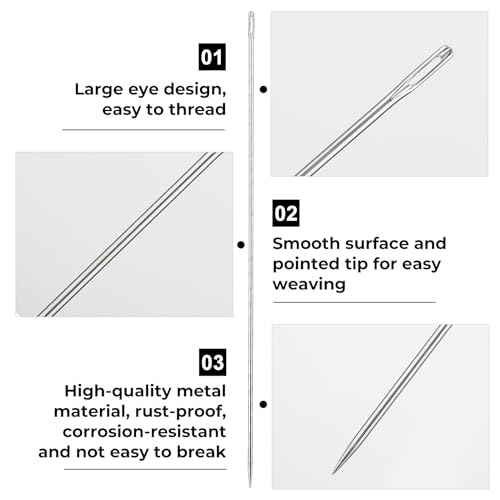 Naainaalden van roestvrij staal, 30,5 cm lang Naainaalden met groot oog, 3 mm dik, voor thuis, lederen bekleding, borduurwerk, tapijt, ambachten 3