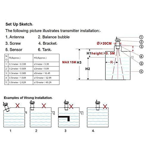 Water Tank Level Meter Indicator, Sensoren Liquid Level Sensoren Ultrasone digitale Display Dieptemeter Sensor Monitor Systeem 3