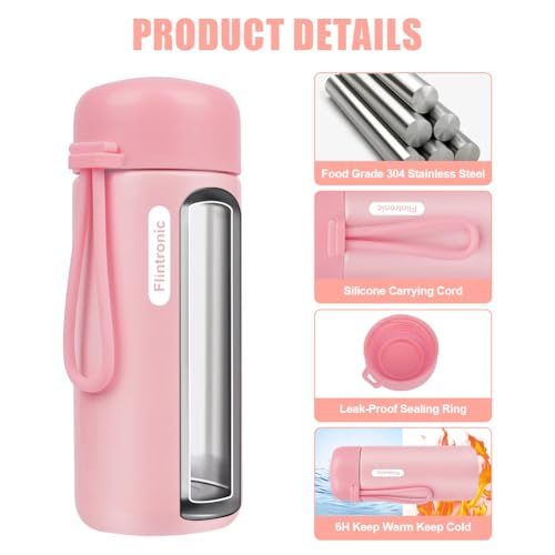 150ml Mini Thermische Flask, roestvrij staal Geïsoleerde waterflessen, dubbele wand Vacuüm kleine fles, Leakproof Drinkfles met handvat voor warme en koude dranken, koffie, sap - Roze 3