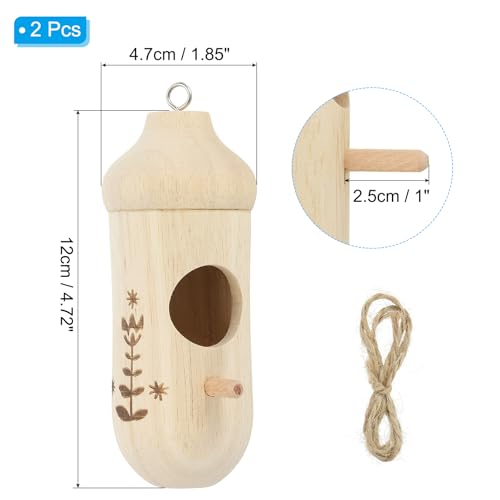 Hummingbird House, 2 stuks Natural Houten Vogelhuizen Buiten Kolibrie Huizen voor Nest Feeders Home Tuin Decoratie Tuin Decoratie, Hout