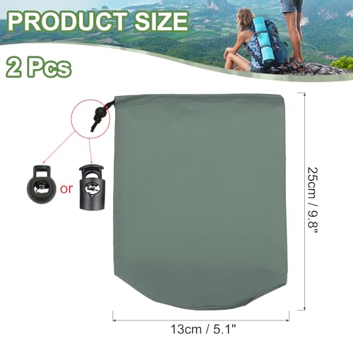 Stuff Sack, 2 stuks 15x25cm Waterdichte Outdoor Opbergzak Draagbaar Koordstof Flap Bag Lichtgewicht slaapzak voor Camping Wandelen Reizen, Grey