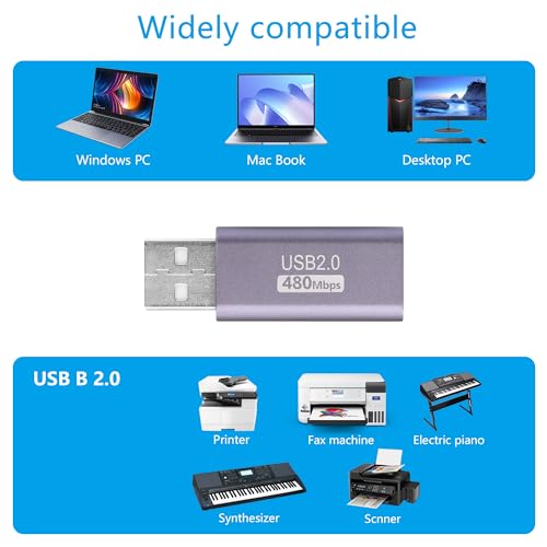 USB A to B Adapter USB 2.0 Printerkabel Een Plug to B aansluiting voor printers, scanner, fax en meer 3