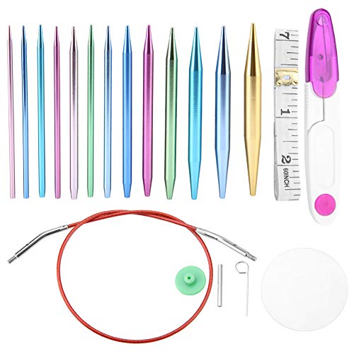 26-Piece aluminium breinaalden set met koffer, 2,75-10mm rondbreinaalden en kunststof draadjes voor sjaals, 4 maten ergonomische handgrepen (10cm naalden + 32-55cm koorden) 3