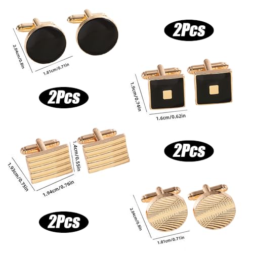Mannen Manchetknopen, 4 paar Manchetknopen voor Mannen, Fashion Retro Striped Manchetknopen, Elegant Manchetknopen voor Mannen, Bruiloft Party Tuxedo, Shirts