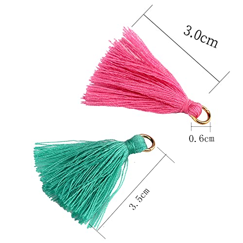 Verpakking van 50 Mini Tassel hangers, 3 cm, Katoen, Fringes, Tassels, Armband, Sleutelhanger, Ambachten, Tassels voor oorbellen, sieraden, tassen, bladwijzers, DIY ambachten, Accessoires 4