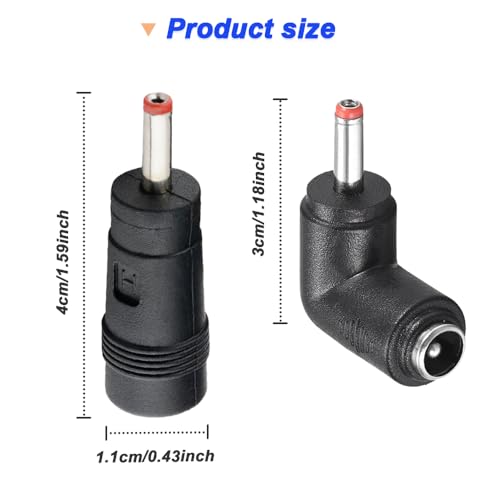 5.5 x 2.1mm Jack to 3.5 x 1.35mm Plug and DC Plug 3.5 x 1.35mm Socket 90 Degree Right Angle DC Plug (10 Pack)