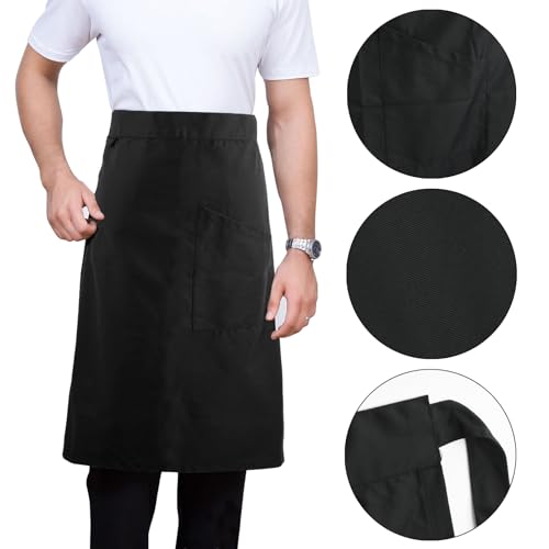 Demi Heren Keukenschorten Serveerschorten met Pockets Unisex Restaurant Lange Waterdichte Chef Lange Waistschorten voor Servers Bistro Koffiehuis 70 x 70 cm 3