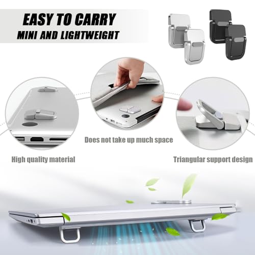 4 stuks Laptopstandaard, Mini houder voor onzichtbare laptops met antislip siliconen voor bureautoetsenbord (zwart + zilver) 4