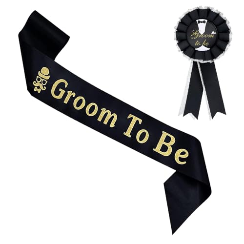 CENPNK 2 Piece Groom Sash Badge Set Inclusief bruidegom als Satin Sash Groom te worden Award Ribbon Badge Brooch voor Hen Party Engagement Party Supplies