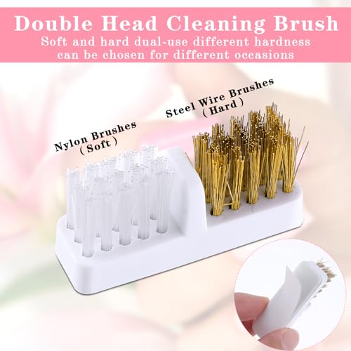 2 in 1 Nagel Boor Bits houder, 30 gaten stofdicht Nagel Bits Organizer Nagelborstel reinigen borstel geval stofdichte Nagel Art Boring Stand Display Opbergbox Cleaner Manicure Gereedschap (Roze)