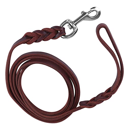 Hondenriem - Duurzame leren riem voor wandelen, hardlopen en trainen - Geschikt voor kleine tot middelgrote honden (De materiaallengte is 1,5 meter en de nettolengte)