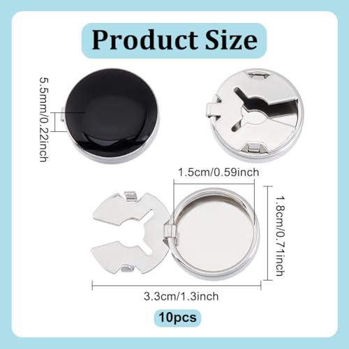 Verpakking van 10 messing knophoesjes, sleeve knoppen, cover platte ronde knopjes, cover afneembare shirt, knoopjes, knoppen sieraden voor kledingpak, Tuxedo Shirt Accessoires, Platinum, 3,3 x 1,8
