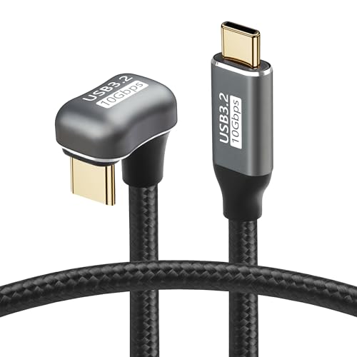 USB-C naar C-kabel, 100W, Tegenover U-vorm, Terug, Angled, USB-C, USB 3.2 Type C, Plug naar Bus Extension Data Cable, 10Gbps, Fast Charging Cable (0,5m)