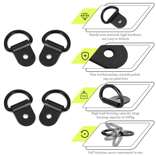 20 st D-ring Tie Downs, Lashing Black D Ring Tie Downs Anker Trailer Tie Down Ring voor Car Truck Trailer Cargo RV boten 3