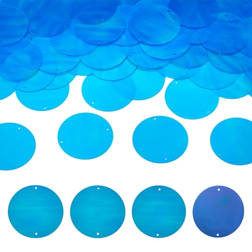 150 st 52mm Grote pailletten PVC Losse pailletten Kunst links met dubbele gaten platte ronde paillette kralen voor borduurwerk Naaien Ambachten sieraden maken, Turquoise