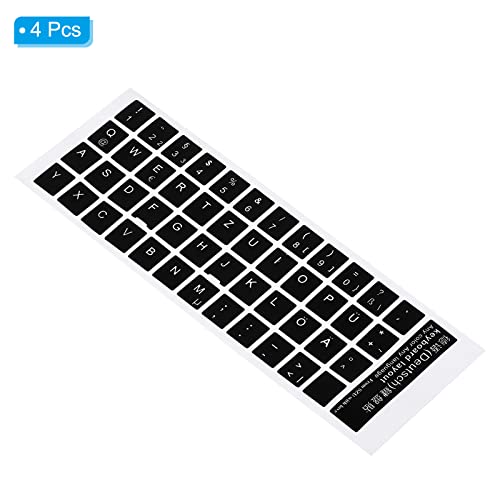 4 Pack Duitse toetsenbord Stickers, Universele Keyboard Vervanging Hoes Glad voor laptop Bureau Computer Zwarte achtergrond Witte Inscriptie 3