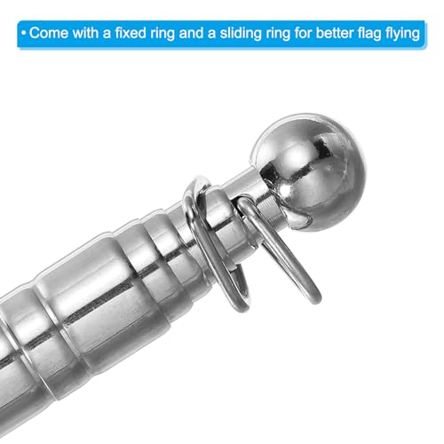 Telescopische handheld Flagpoles, 1,2m Portable Roestvrij staal Telescopische Flagpoles gids Flagpole, 6 secties, zwart 5