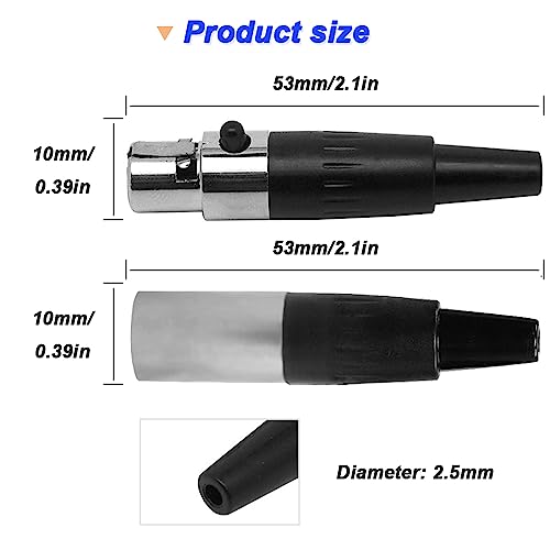 3 Pin Mini XLR Plug, TA4F Jack en TA4F Plug Adapter Plug, Mini XLR Plug, Vervanging Audio Plug voor Microfoon (6 Pack) 3