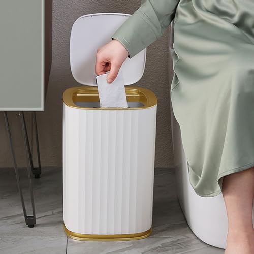 Contactloze prullenbak, 15L Witte automatische prullenbak met bewegingssensor voor slaapkamer 3