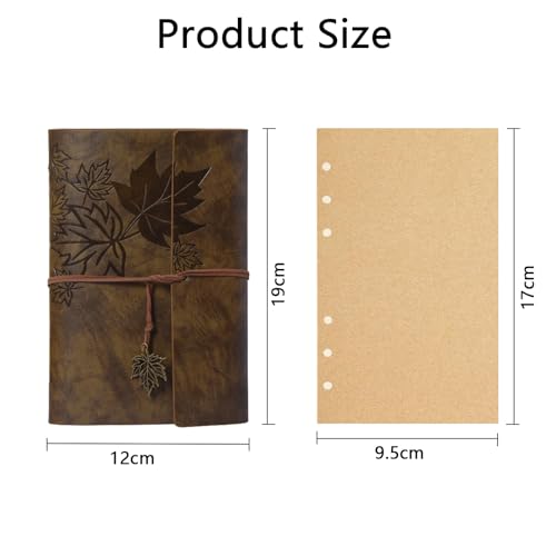 Lederen Notizbuch A6, 18,5x12 cm Vintage Nachfüllbar Reisetagebuch mit Blanko-Seiten, Ringbuch Tagebuch und Skizzenbuch, Dickes Papier, Softcover, Rezeptbuch zum Selberschreiben (Grün)