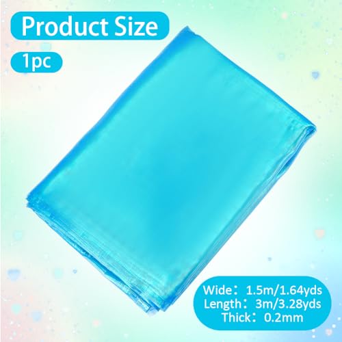 Organza Stof 3,28 Yards 1,5 m brede lange bruid Solid Organza Stof Magic Gradient Organza Polyester Stof Iridescent Holografische Mesh Stof voor Dress Performance Stage, Deep Sky Blue