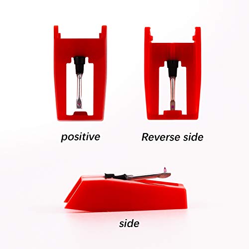 2 stuks draaitafel Naald Turntable Naalden Recordspeler Stylus Vervanging Sapphire Diamond Platinum Vinyl voor Record Player Vinyl (Red) 4