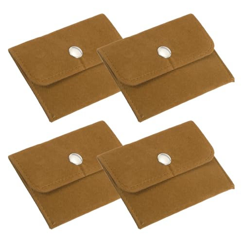 4x7.5cm sieradentas, 4 stuks fluwelen zakjes met drukknop draagbare opslagzak voor oorbellen, armbanden, ketting, ringen, horloge, geel