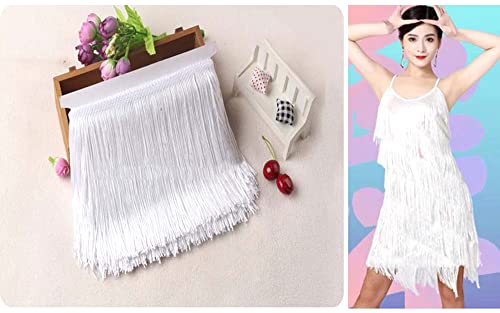 10 cm x 2 m Fringe Rand, Fringe Band, Decoratieve Band, Dans Fringes, Zijde Tassels, Fringe, Linten voor Naaien, DIY ambachten, Kleding, Lingerie, Kostuum Gordijnen Decoratie, Wit
