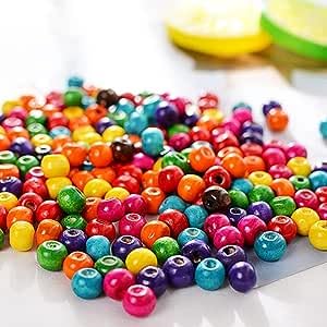 Houten kralen Kralen Houten ballen Ca. 600st Houten kralen met gat ambachtelijke kralen voor doe-het-zelf sieraden maken (10mm, kleurrijk) 5