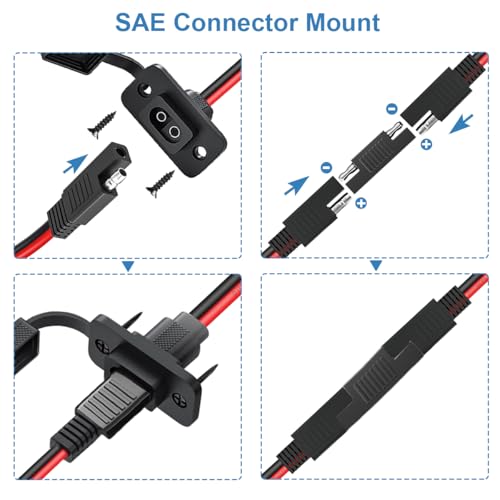 SAE Power Socket Sidewall Port Rechthoekig SAE Quick Coupler Cabling Adapter Plug Extension Cable SAE 10AWG voor Solar Panel Motorhome Motorcycle Generator Battery Charger 5
