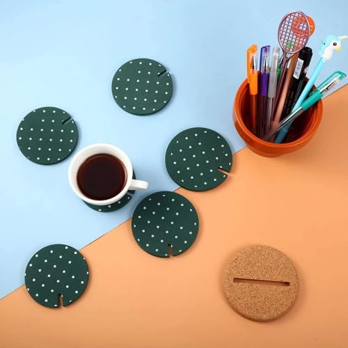 Zee Grappige onderzetters, Novelty Cactus met bloempothouder Coasters, Creative Cactus Shaped Design Set van 6 stuks voor Home Office Decor (groen met pot) 5