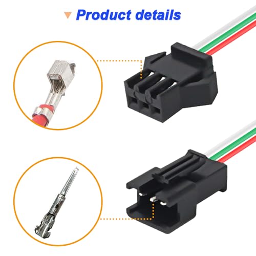 JST SM 3 Pin Connector voor WS2812B WS2812 WS2811, 22AWG LED Plug/Bush Adapter Open Wire (60PCS) 5