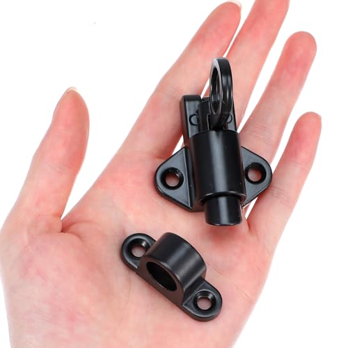 2 stuks Self Locking Latches, Black Aluminium Spring Deur Lock, Safety Window Gate, Spring Deur Lock, Automatic Security Gate Lock met schroeven voor Windows, Kasten 5