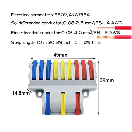 SPL-93 6 PCS Compacte draad connectoren, hendelmoer geleider, 3 tot 9 uit elektrische connector blokken
