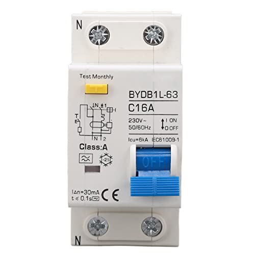 AC 230V Residual Circuit Breaker 30ma C16 1P N Leakage Protector Overload Protection Air Switch voor residentiële verlichting distributielijnen zonne-PV-systeem
