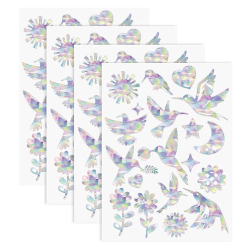 64st Anti-Botsings Raamstickers, Ter Voorkomst van Vogelbotsingen Regenboogeffect Raamstickers Reflecterend Anti-Bossing Geen Lijm Nodig (Verschillende Ontwerpen)