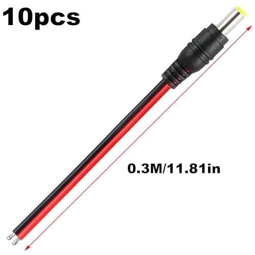 10 st 5.5 x 2.1mm DC Power Pigtail Cable, 12V 5A DC Pigtail Power Connector, 18 AWG 5.5 x 2.1 Socket voor Camera, CCTV, DVR, LED System 4