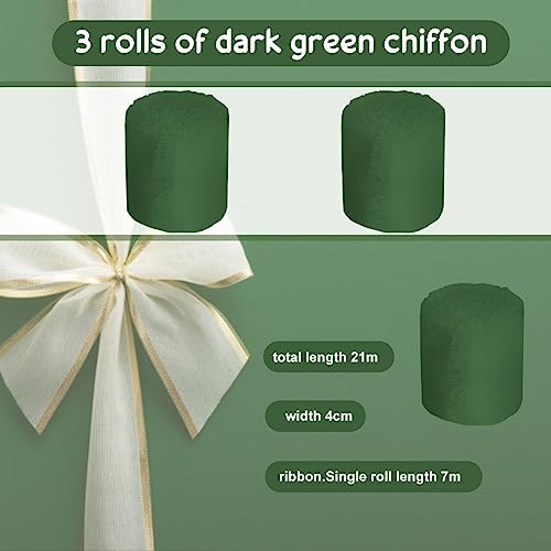 3 rollen chiffon zijde lint, 1.5"*7.65Yard handgemaakte chiffon lint rand chiffon zijde lint crème lint voor bruiloft uitnodigingen, bruids boeketten, decoraties, geschenken verpakking, boog