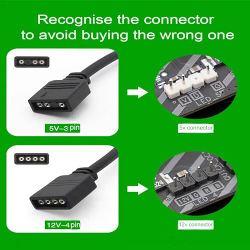 4 Pin RGB Extension Kabel met 4 Pin 12V Man/Vrouw Adapter Kabel voor LED Strips, Computer Fans, Moederborden (3 Kabels Man, 3 Vrouw) met 6 Pack 4 Pin 5