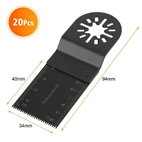 Universal Oscillating Saw Blades, 20st 34mm Multi Tool met Quick Release en ingebouwde merken voor reparatie 4