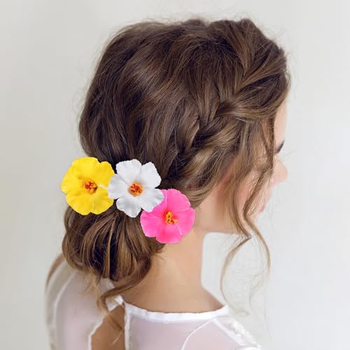 3 stuks Hawaii Hair Clips Bloemen 10 cm Hair Clip Plumeria Hibiscus Flower Clip Boho Zomer bruiloft Haarclips voor vrouwen bruiloft partij vakantie strand accessoires 4