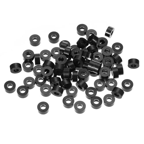 Zwart ABS ID 5.2mm, OD 11mm, Lengte 5mm, Nylon Ronde Spacer Wasmachines, 120Stuks Plastic Standoff Rubber Nut Ongeschroefd voor M5 Schroeven Socket Switch Receptacle