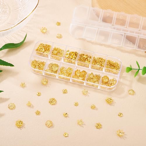 255 st Bloem Gouden Kralen Caps Hollow Bloem kralen Cone Bloem Spacer kralen Caps Diverse Gouden Bloem kralen Caps voor DIY armband oorbellen sieraden maken 4