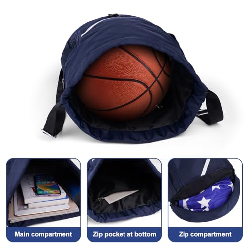 Trekkoord Rugzak, Waterdichte Sport Rugzak, Grote Sportschool Bag met Schoen Compartiment en Waterfles Mesh Zakken voor Sport, School, Strandvakantie, Zwemmen, Reizen 5