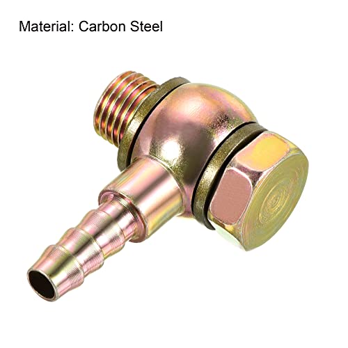 Slang Barb passen elleboog 8mm Barbed Wire M12x1.25 Man Wire, Carbon Steel Pipe Adapter Connector voor Air Water Fuel Oil, Goud 3