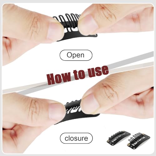 100 st U Vorm Snap Clips, 32mm 6 Tanden Geen Naai Metalen Haarstukken, 4 Kleuren, Volwassen Unisex, 1 Aantal (pakket van 100), Zwart, Off White, Bruin, Licht Bruin 4
